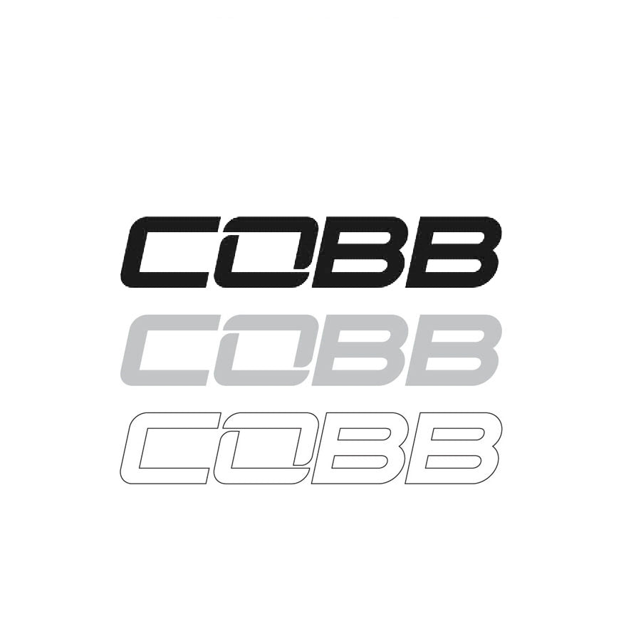 COBB logo decal colour range – black, silver and white (product illustration)