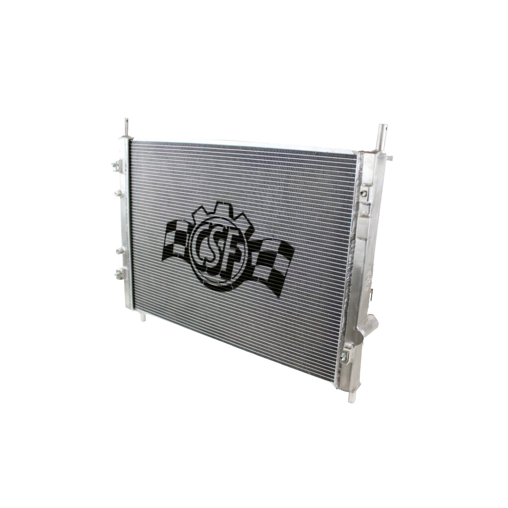 CSF 2-row aluminium radiator – Ford Mustang EcoBoost – front view with CSF logo