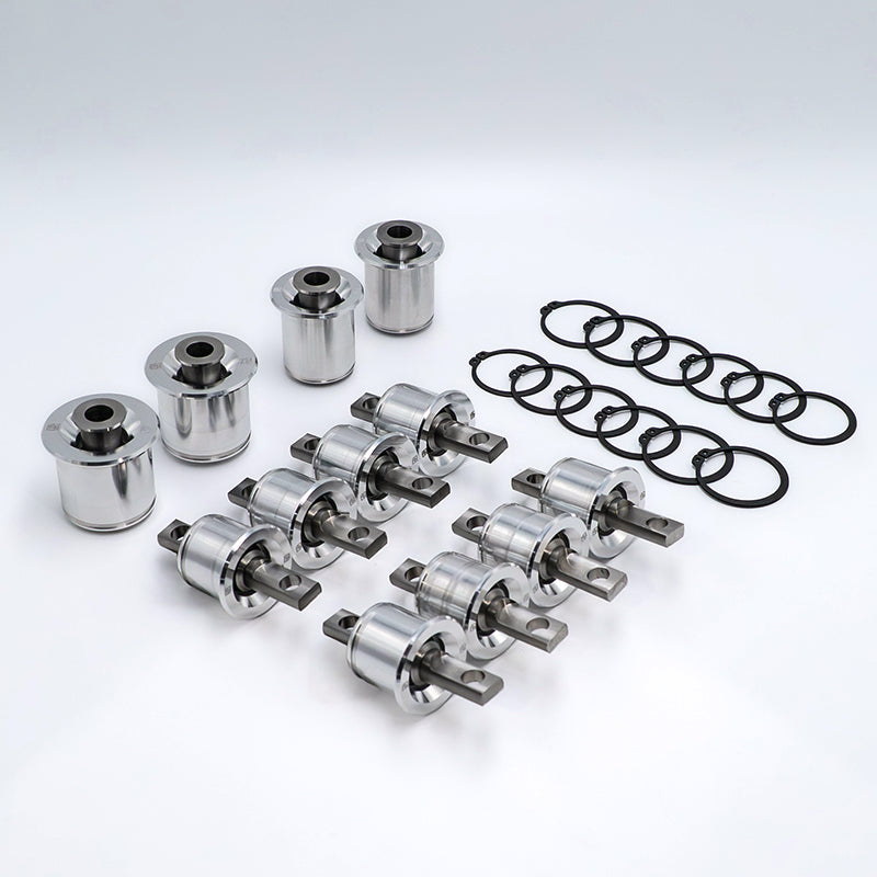 Suspension Secrets complete control arm monoball kit, 12 bushes with circlips laid out - Suspension Secrets