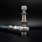 Suspension Secrets rear toe arm, close-up of the outer rod end, stud and spacers - Suspension Secrets Thumbnail