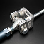 Suspension Secrets rear toe arm, angled view of the billet bracket and inner rod end - Suspension Secrets Thumbnail