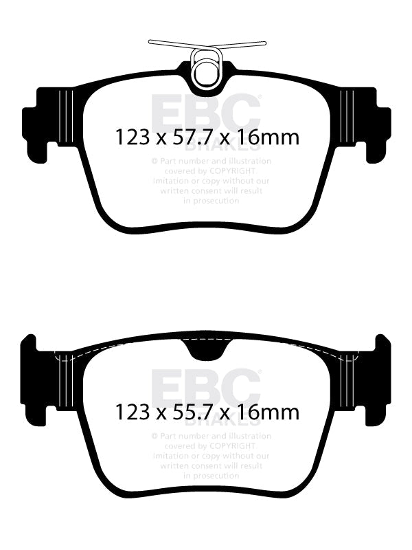 Pad Shape for EBC Redstuff Rear Ceramic Brake Pads – VW Golf R Mk8, Audi S3 8Y