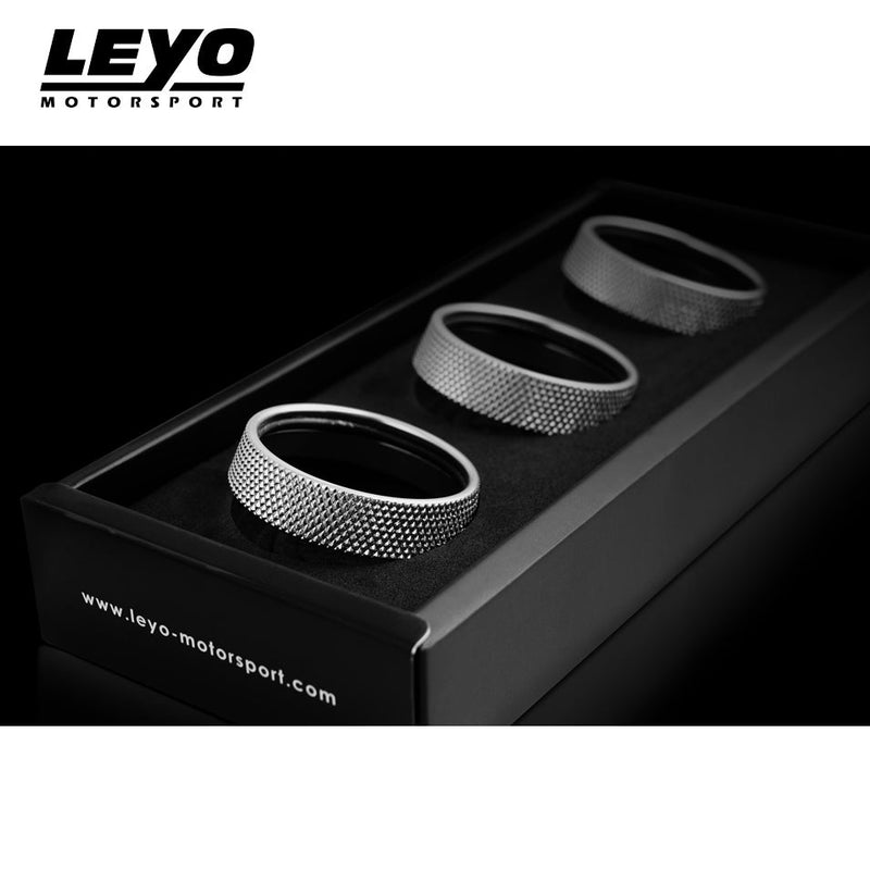 LEYO billet knob set 3pc silver – three knurled silver rings in presentation box - LEYO