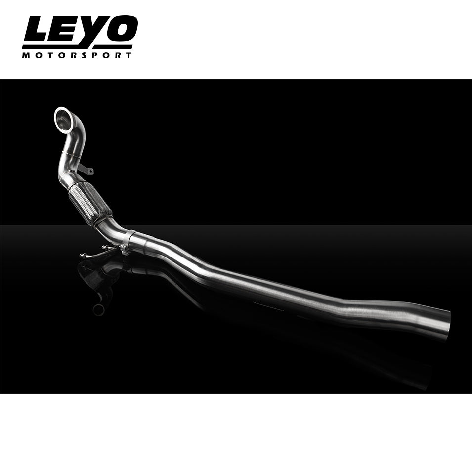 LEYO catless downpipe – Golf R Mk7 – assembled downpipe side view