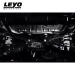LEYO lowering springs – Golf R Mk7 – rear springs fitted, underside view of rear axle - LEYO Thumbnail
