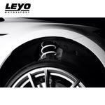 LEYO lowering springs – Golf R Mk7 – spring visible behind the wheel in a white car's guard - LEYO Thumbnail
