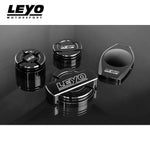 LEYO billet engine bay cap set – Golf Mk7 – four caps on reflective surface - LEYO Thumbnail