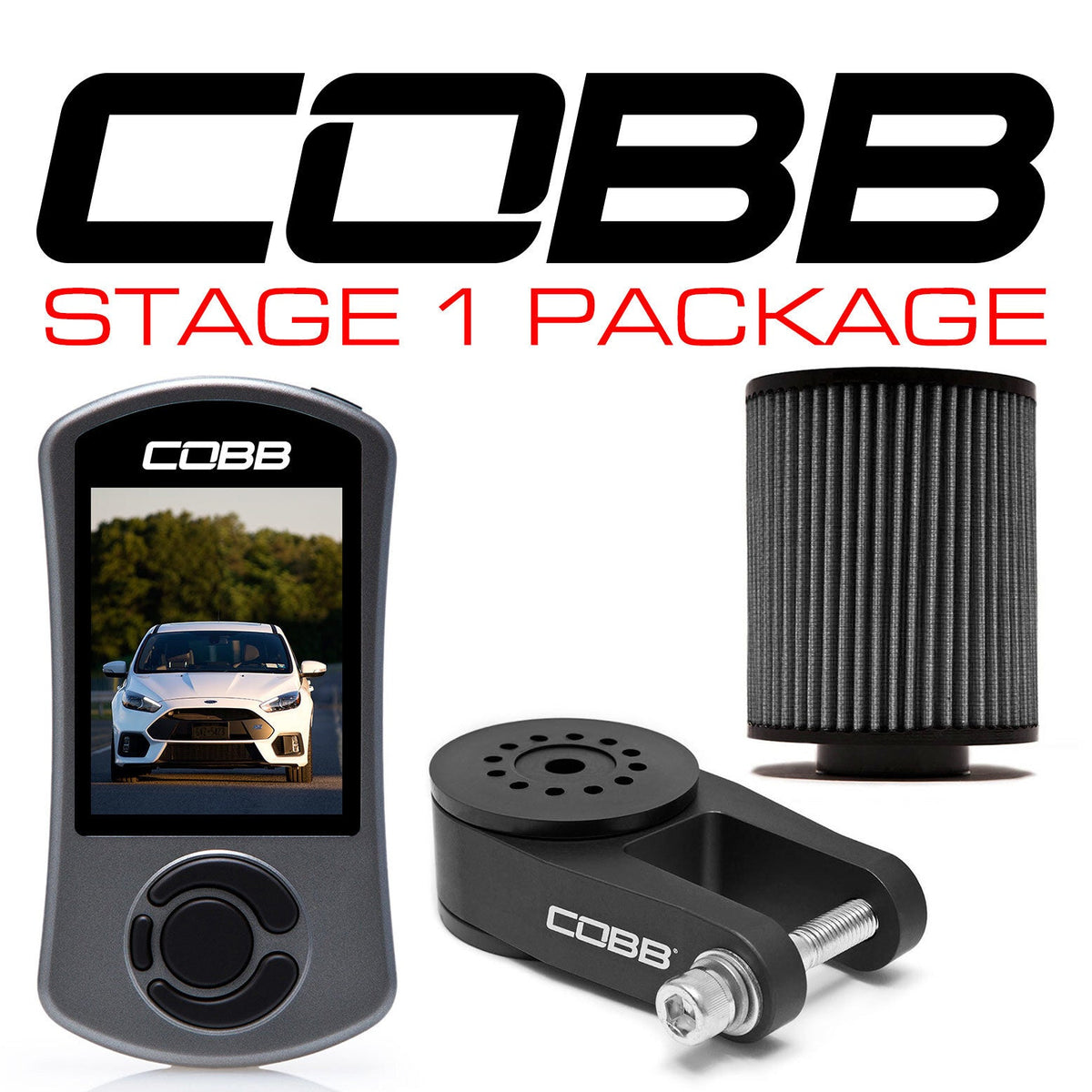 COBB Stage 1 package – Ford Focus RS LZ – Accessport V3, rear motor mount and filter