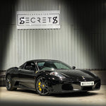 Black Ferrari F430 Spider, front three-quarter view in the workshop - Suspension Secrets Thumbnail