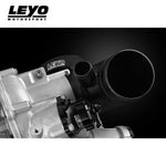 LEYO high flow turbo inlet elbow – fitted to turbocharger, side view - LEYO Thumbnail