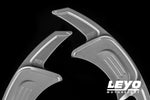 LEYO Gen 2 billet paddle shift extensions – Golf GTI/R Mk7 – silver pair overlapping close-up - LEYO Thumbnail