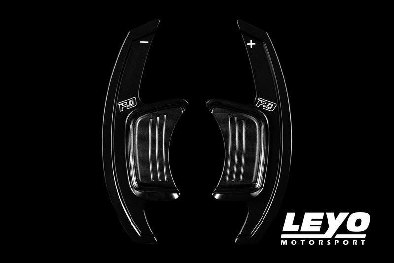 LEYO S tronic V4 paddle extension – pair of black paddles, front view - LEYO