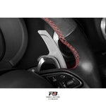 LEYO S tronic billet paddle extension V2 – silver paddle fitted, close-up - LEYO Thumbnail