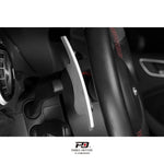 LEYO S tronic billet paddle extension V2 – silver paddle side profile behind wheel - LEYO Thumbnail