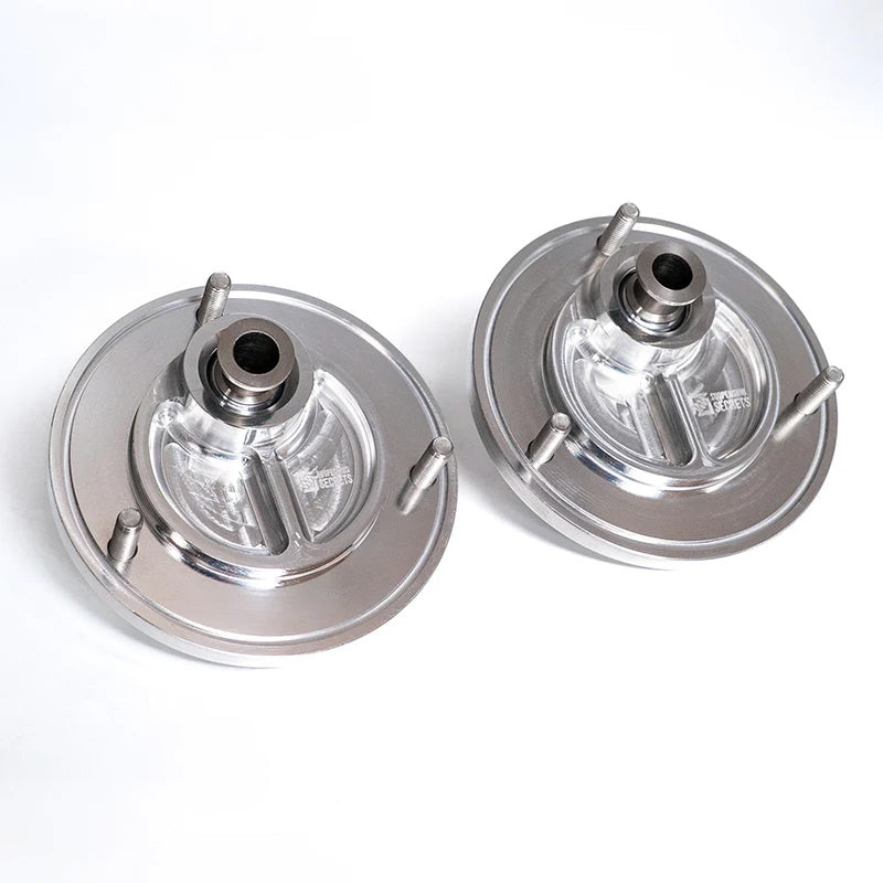 Suspension Secrets Stage 1 rear top mount camber plates, pair on a white background - Suspension Secrets