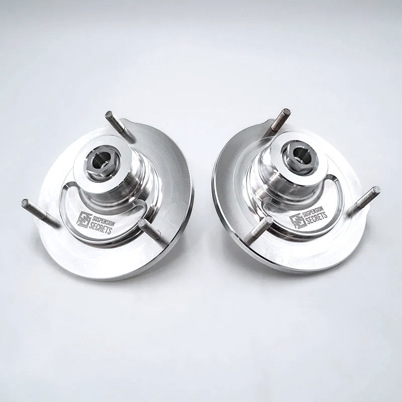 Suspension Secrets front camber and caster top mounts, pair in polished billet aluminium - Suspension Secrets