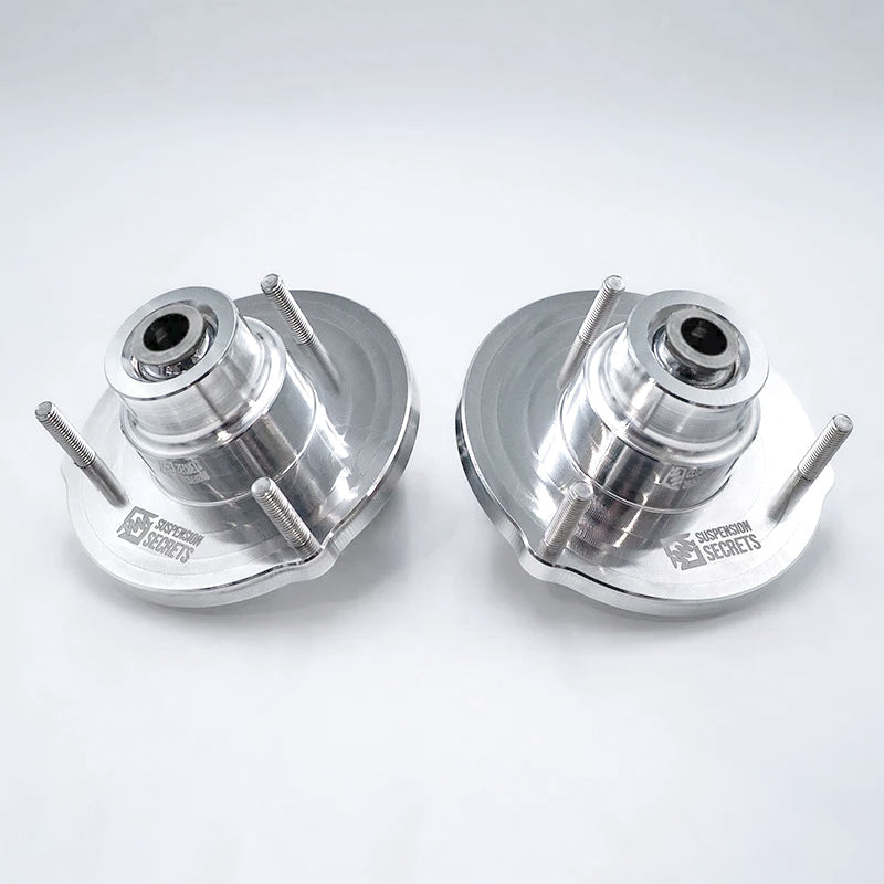 Suspension Secrets rear camber plate top mounts, pair in polished billet aluminium - Suspension Secrets