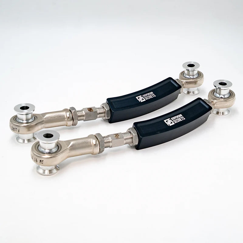 Suspension Secrets adjustable rear camber arms, pair with curved black bodies - Suspension Secrets