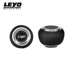 LEYO silver Nappa DSG shift knob – top badge and side view - LEYO Thumbnail