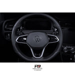 LEYO billet paddle shift extensions – VW Mk8-style wheel – black pair fitted (product illustration) - LEYO Thumbnail