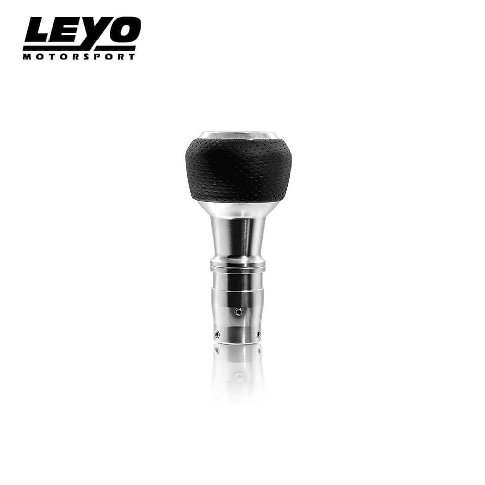 LEYO silver Nappa manual shift knob – knob and adapter side profile