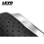 LEYO silver Nappa manual shift knob – close-up of perforated leather and silver trim ring - LEYO Thumbnail