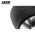 LEYO silver Nappa manual shift knob – close-up of leather and polished aluminium base - LEYO Thumbnail