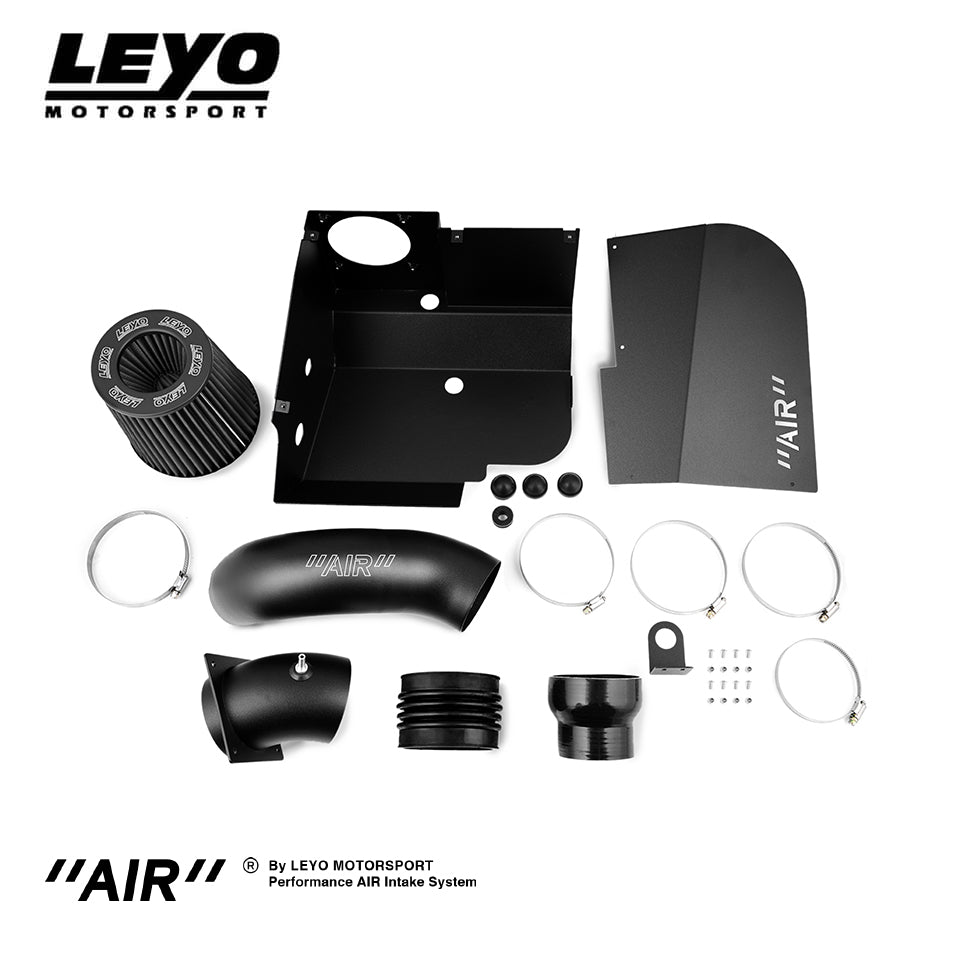 LEYO MQB cold air intake V2 – kit contents laid out