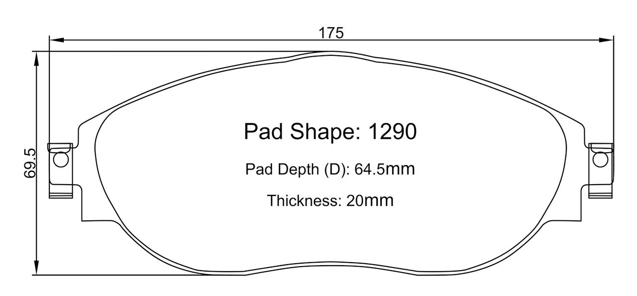 Pad Shape for Project Mu Front Brake Pads – VW Golf GTI Mk7/Mk8, Golf R Mk7, Audi S3 8V