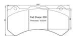 Paragon pad shape 690 drawing, 189.7 x 93mm, 18.5mm thick - Paragon Thumbnail