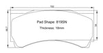 Paragon pad shape 819SN drawing, 152 x 68.7mm, 18mm thick - Paragon Thumbnail