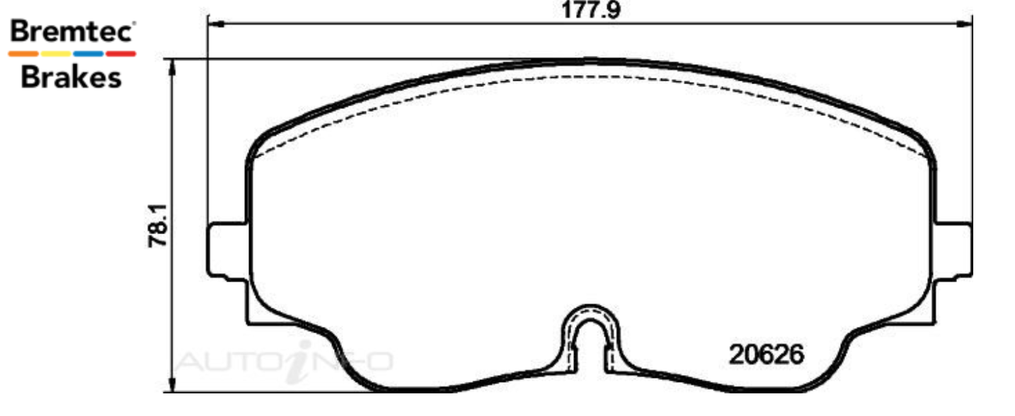 Pad Shape for Bremtec Euroline Ceramic+ Front Brake Pads – VW Golf R Mk8, VW Tiguan R, Audi S3 8Y