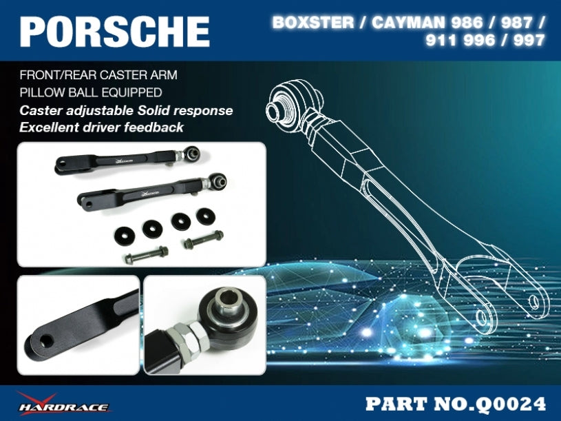HARDRACE Front/Rear Adjustable Caster Arm - Porsche 911 (996/997) / Boxster (986/987) - Pillow Ball - Image 2