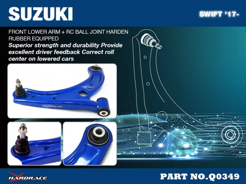 HARDRACE Front Lower Control Arm - Suzuki Swift (ZC33) - Hardened Rubber - Roll Centre Adjuster - Image 2