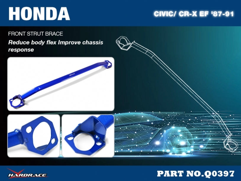 HARDRACE Front Strut Bar - Honda CRX (EF) / Civic (EC/ED/EE/EF) - Image 2