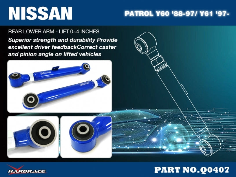 HARDRACE Rear Upper Arm Lift 0~4INCHES - Nissan Patrol (GQ Y60/GU Y61) - Hardened Rubber - Image 2
