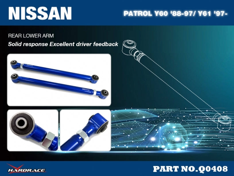 HARDRACE Rear Lower Arm Lift 0~4 Inches - Nissan Patrol (GQ Y60/GU Y61) - Hardened Rubber - Image 2