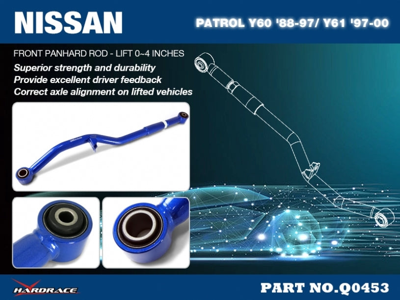 HARDRACE Front Panhard Rod Lift 0~4 Inches - Nissan Patrol (GQ Y60/GU Y61) - Hardened Rubber - LHD Only - Image 2