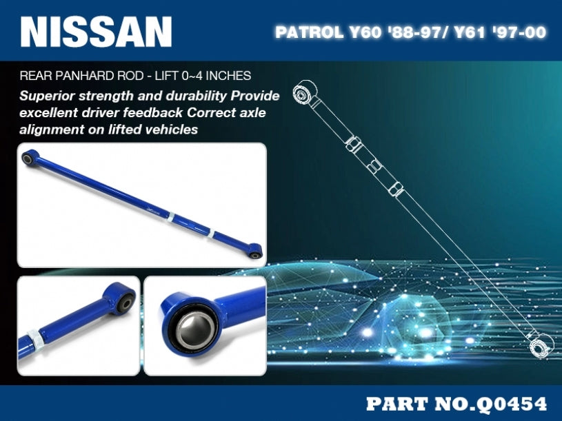 HARDRACE Rear Panhard Rod - Nissan Patrol (GQ Y60/GU Y61) - Hardened Rubber - Image 2