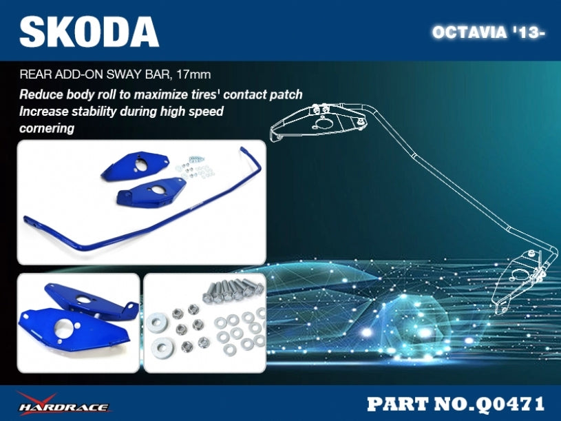 HARDRACE Rear Add-On Sway Bar - Skoda Octavia (Mk3/5E) - 17mm - Image 2