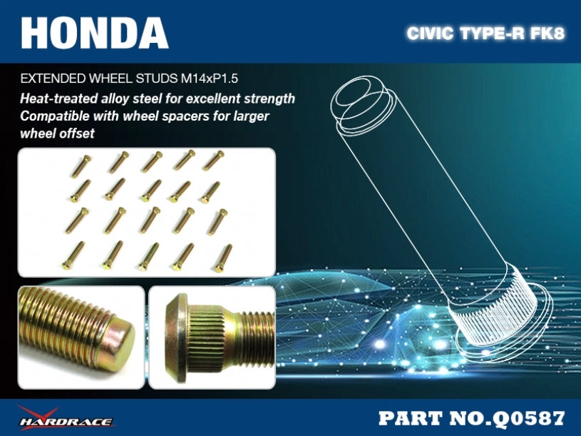 HARDRACE Extended Wheel Stud - Honda Civic Type R (FK8) - Image 2