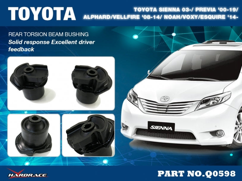 HARDRACE Rear Torsion Beam Bushing - Toyota Alphard / Vellfire / Tarago (XR50/XR30/XR40) / Noah / Voxy (R80) - Hardened Rubber - Image 2