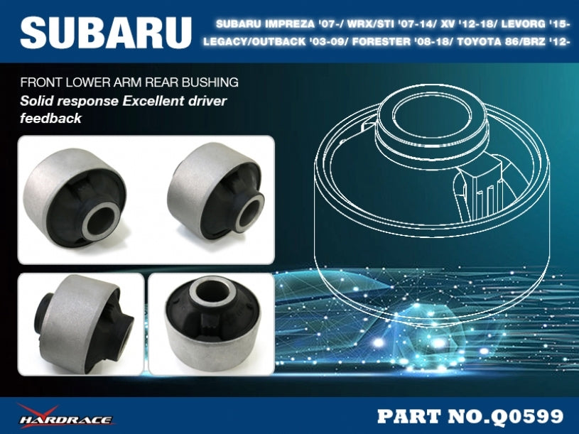HARDRACE Front Lower Arm Bushing Big - Subaru Impreza WRX (GE-GR) / Impreza WRX STI (GE-GR) / Forester (SH/SJ) - Hardened Rubber - Street Version - Image 2