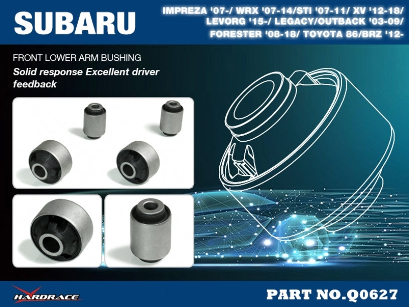 HARDRACE Front Lower Arm Bushing - Subaru Impreza WRX (GE-GR) / Impreza WRX STI (GE-GR) / Forester (SH/SJ) - Hardened Rubber - Image 2