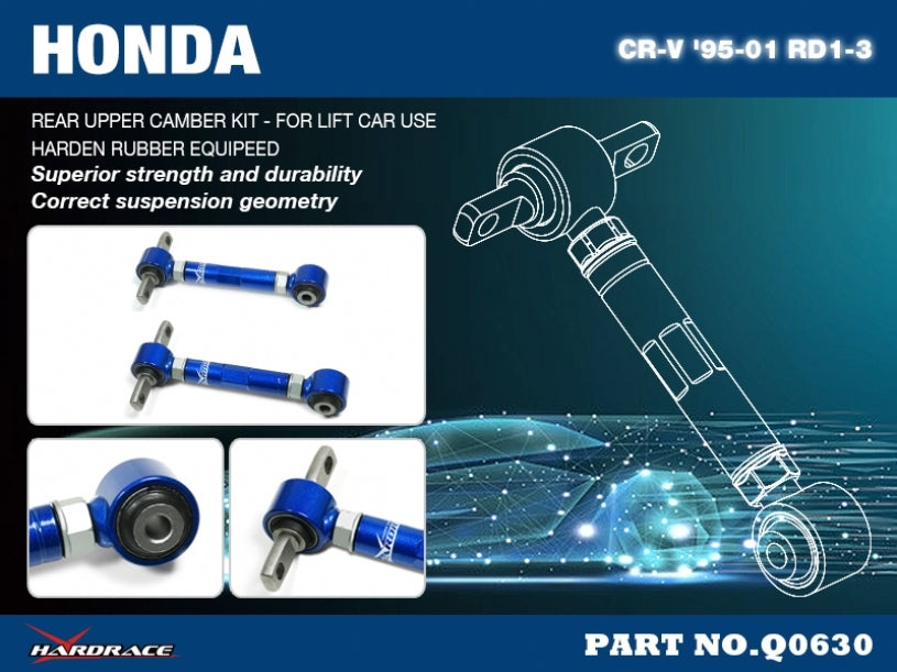 HARDRACE Rear Upper Camber Kit Lifted Vehicles - Honda CR-V (RD1-RD3) - Hardened Rubber - Image 2