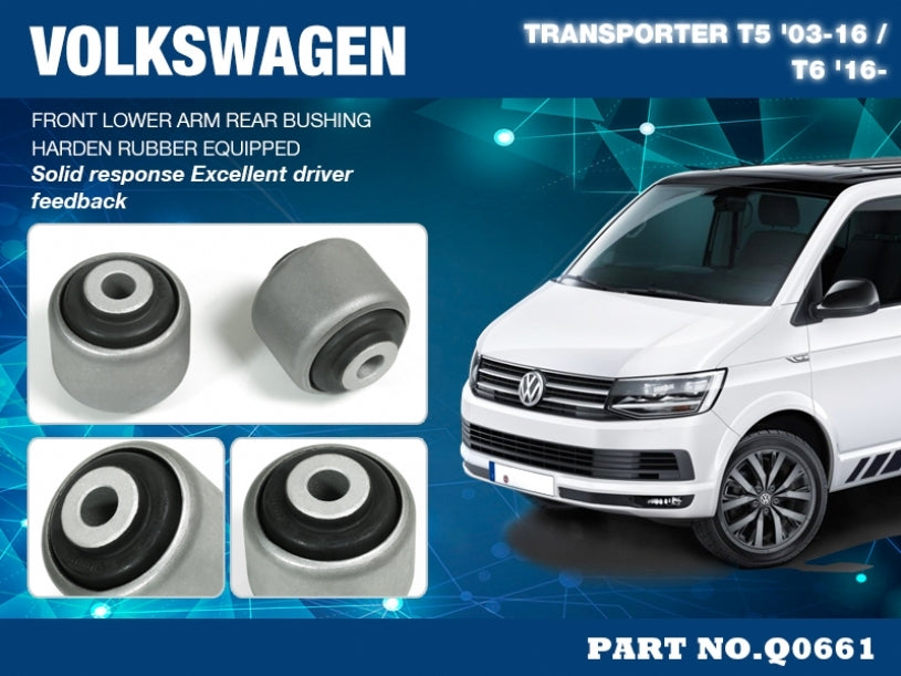 HARDRACE Rear Bushing Front Lower Arm - Volkswagen Transporter (T5/T6) - Hardened Rubber - Image 2