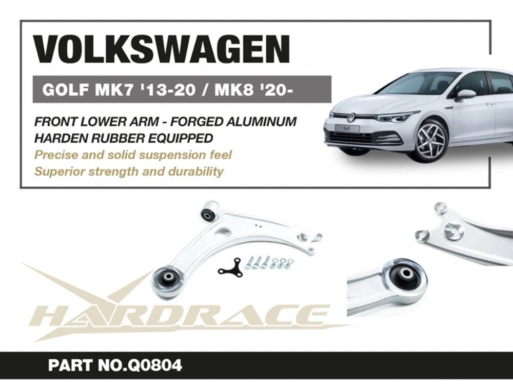 Hardrace Front Lower Control Arm – Forged Aluminium – VW Golf R MK7/MK8, Audi S3/RS3 8Y, T-Roc R