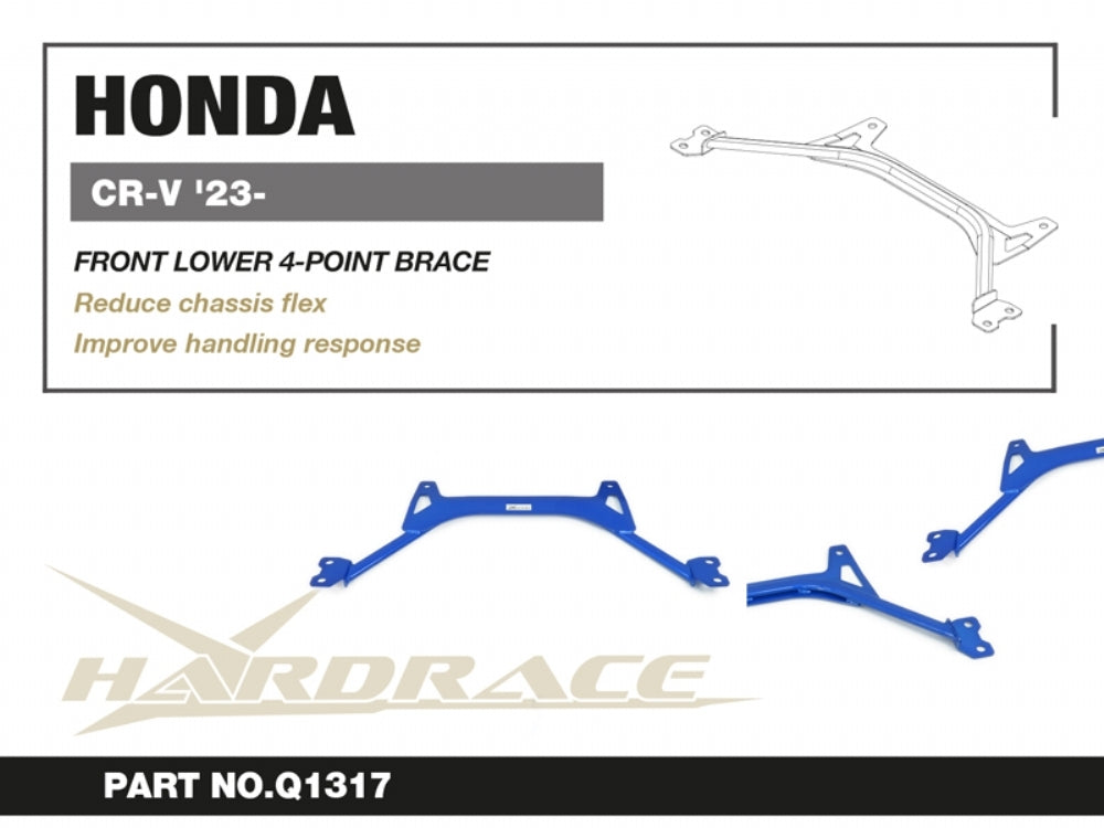HARDRACE Front Lower 4-Point Brace – Honda CR-V – info card with part number and key points
