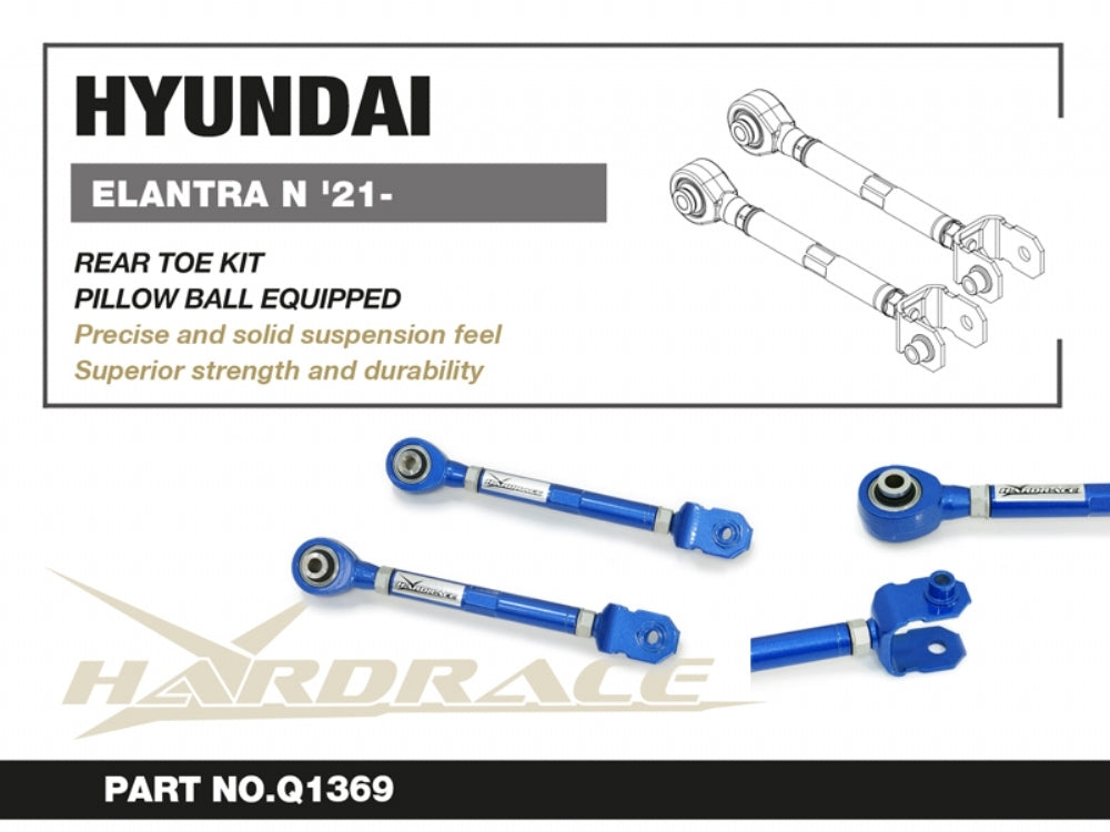 HARDRACE Rear Toe Kit – Hyundai i30 Sedan N (CN7) – info card with part number and key points