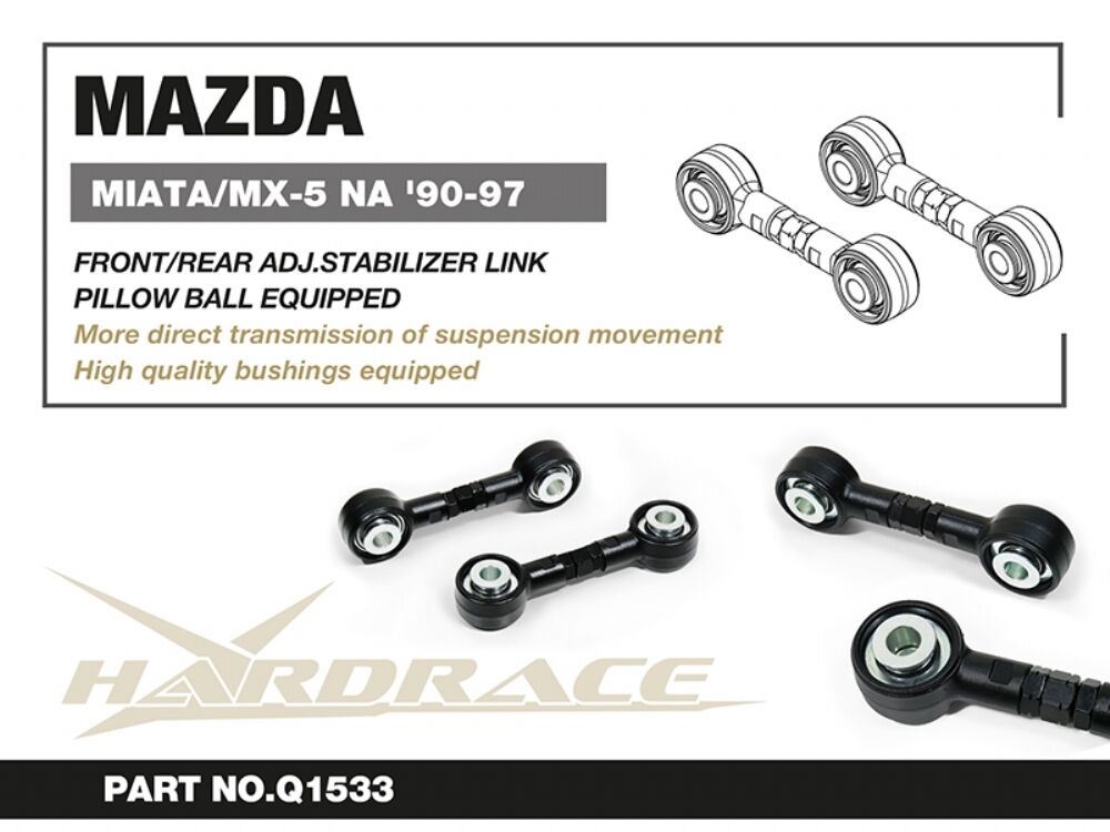 HARDRACE Front/Rear Adjustable Stabiliser Link - Mazda MX-5 (NA) - Pillow Ball - Image 2